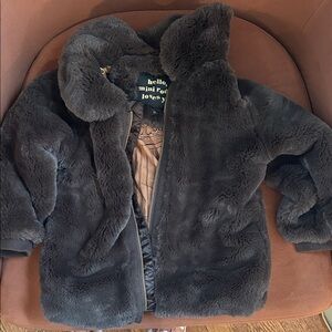 Mini Rodini Plush Faux Fur Jacket - Dark Gray
